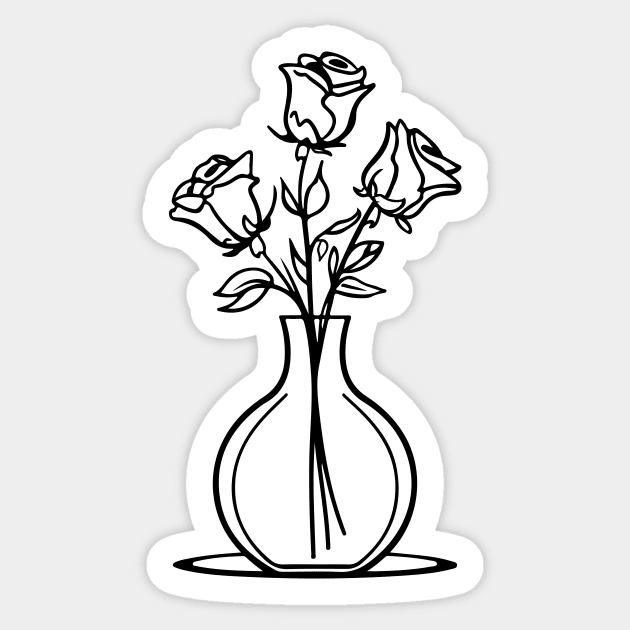 Rose in a vase Sticker by CreativeSage